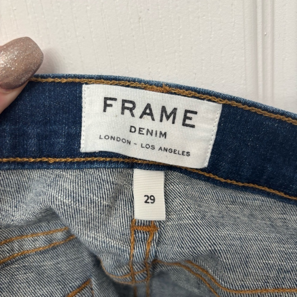 Dark Wash Skinny Crop Jeans | FRAME Size 29 - Picture 5 of 12
